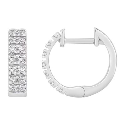 1/5 ct. tw. Diamond Hoop Earrings in 10K White Gold