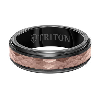 Men's Triton 7mm Hammered Wedding Band in Tungsten Carbide