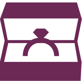 Icon of solitaire ring in box.